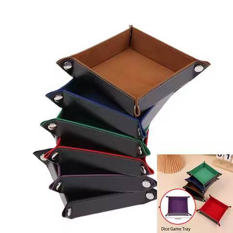 6Color Key Box PU Leather Hexagonal Folding Dice Tray Box Dice Game Tray for DnD Game Dice Storage T
