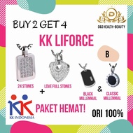 promo! buy 2 get 4 kalung kk liforce 24 stones + love / ori 100% - paket b