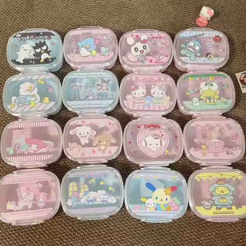 Cute Sanrio HelloKitty Snack Bento Box Sealed My Melody Kuromi Hangyodon Cartoon Anime Kawaii Portab