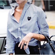New CDG Striped Casual Shirt Couple Shirt