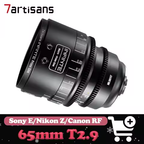 7artisans Full Frame 65mm T2.9 Cine Lens MF Telephoto Prime 2X Macro Lens Compatible with Sony E Nik