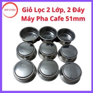 Pressure Filter Basket 51mm-2 cups, 51mm Double Bottom Filter Replacement for All Types of Headlight