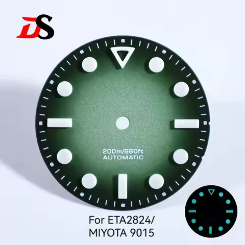 28.5mm Dial Hollow index BGW9 C3 Lume for NH35 ETA2824 SW200 MIYOTA 9015 9039 Movement Black Lume Cu