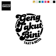 KAIZEN STUDIO GTB Geng Takut Bini Car Cermin Oracal Window Mirror Decal Lawak Funny Love Vinyl Cutti