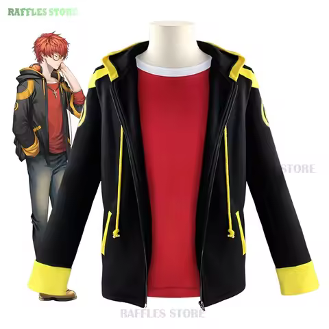 Mystic Messenger 707 Cosplay Anime Game MM Costume Wig Hooded Coat T-shirt Uniform Halloween Party M