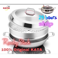 KATA 316 Stainless Steel Honeycomb Non-Stick Wok with steamer(32CM/36CM/38CM/40CM)Suitable All Stove