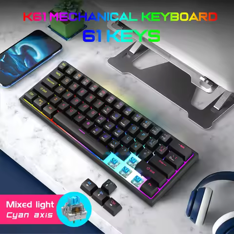 61 Keys Mini Mechanical Keyboard K61 RGB 60% Portable Wired Ergonomic Esports Gaming Keyboard for Co