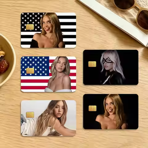 Actress Sydney Sweeney Waterproof Anti-Scratch Card Skin Stickers 4Pcs Stylish Decor Covers for Cred