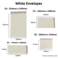 [SG Seller] Envelopes |10, 20, 50 pcs| Peel & Seal High Quality| C4 C5 C6 DL White Envelope | Singpo