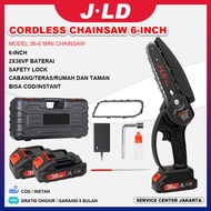 JLD Cordless Chainsaw 6-inch Mini Chainsaw Portable Handheld 36vf