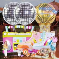 MIHAN 4/6pcs 4D Disco Air Ball, 80s 90s Retro Theme Radio Roller Skate Balloon Set, Inflatable 4D Fo