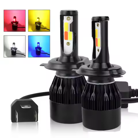 H4 LED 4 Color Flash Headlight H1 H7 LED Projector H8 H11 HB3 HB4 80W LED Lights Auto Lamp Car Autom