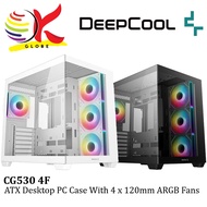 DEEPCOOL CG530 ATX CASING WITH 4*120MM ARGB FANS / CRYSTAL CLEAR VIEW - DESKTOP PC CASE / CASING - B