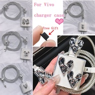 For vivo v27 Charger Cable Protector Cover for vivo 10w 18w 33w 66w 80w Silver Love Heart Data Line 