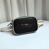 Chris 精品代購 COACH 寇馳75907 拼色寬版肩帶小相機包 胸包腰包 藍色斜背包 女包  原裝正品 美國代購