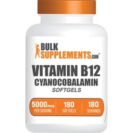 BulkSupplements.com Vitamin B12 5000 mcg Softgels - Cyanocobalamin, Vitamin B Supplements, B12 Vitam