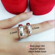 925 Silver Ring Cincin Belah Rotan Perak Tulen 925纯银戒指 R003/R004 Cincin Lelaki Cincin Perempuan Ring for Men