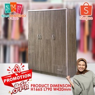 4 Feet Swing Door Wardrobe / Wardrobe with Large hanging space / Almari baju / Pintu Kaca / Almari Baju Kayu / Berlaci