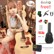 Kazukiกีต้าร์โปร่งไฟฟ้า รุ่นKZ-41CEสีไม้+พร้อมของแถมครบเซ็ต