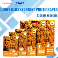 QUAFF 3R 4R 5R A4 Size 230GSM Print Photo Paper Glossy Inkjet Photo Paper 20 Sheets