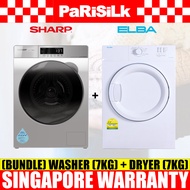 (Bulky)(Bundle) Sharp ES-FW70EW Front Load Washing Machine (7kg) + Elba EBD750V Air Vented Dryer (7k