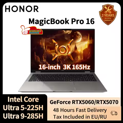 Honor MagicBook Pro 16 2025 Laptop RTX 5070 Ultra 5 225H/Ultra 9 285H 32G 1T SSD 16-inch LCD 165Hz H