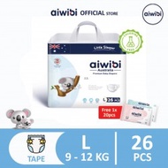 Aiwibi Premium Tape Diaper 02 - L 26pcs (Medium Pack)