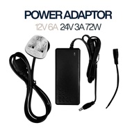 LED strip light AC DC Power Supply Adaptor Transformer 12V 6A  24V 3A 72W LED Driver with 3pin plug 