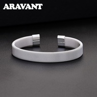 Aravant 925 Silver Open Cuff Bracelet Bangle For Women Men Fashion Jewelry