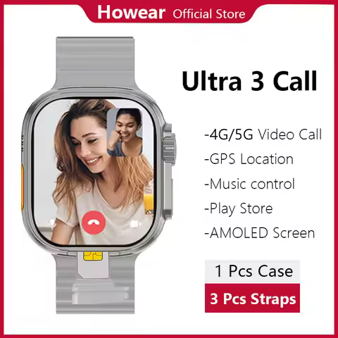 4G SIM Card Smartwatch 5G 2025 Android Smart Watch Man Women Howear HW Ultra 3 Call GPS NFC Video Sp