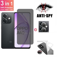 3 in 1 Anti-spy Screen Protector for OPPO A40 5G Privacy Front Protector for OPPO A40 A80 5G A3x A3 