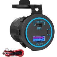 83W Laptop Car Charger Socket 12V USB Outlet 65W PD USB-C Car Charger and 18W QC3.0 Outlet with Powe