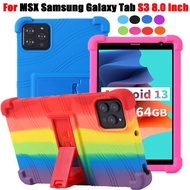 For MSX Samsung Galaxy Tab S3 8.0 inch 4-Corner Thicken Adjustable Stand Drop Resistant Cover Samsung Galaxy Tab S3 8.0 Child Soft Silicone Tablet Case