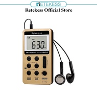 RETEKESS V112 Pocket Radio Portable Mini AM FM Receiver Personal with Sleep Timer  type-C  Rechargea