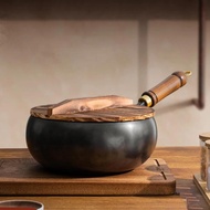 24cm Portable Frying Pan Large Belly Pan Thickened Uncoated Frying Pan Stew Pot Non Stick Pan No Oil