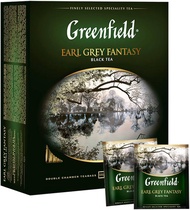 Greenfield Earl Grey Fantasy Сlassic Collection Black Tea Finely Selected Speciality Tea 100 Double Chamber Teabags With Tags in Foil Sachets