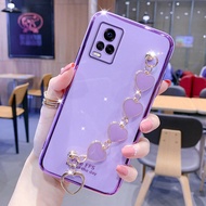 VIVO Y21 Y21s Y33s V21 4G V21 5G V21e V20 V20 Pro Vỏ bọc mạ chống rơi tay áo với vòng đeo tay mẫu tì
