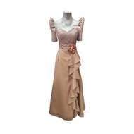 Modern Filipiniana Dress Serpentina cut with High-multi chiffon heavy satin and high-Quality Lace