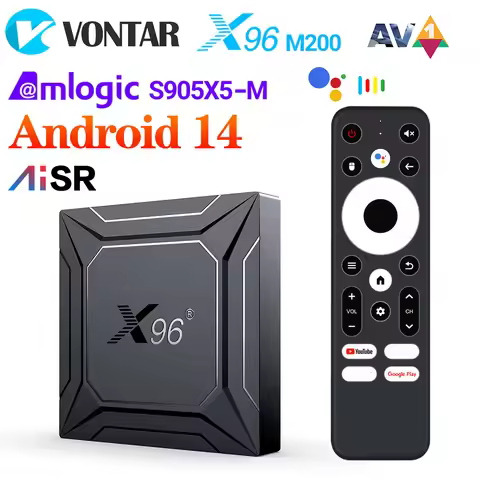 X96 M200 TV Box Android14 Amlogic S905X5M 6nm CPU Quad Core ARM Cortex A55 Build in AI-SR Support AV