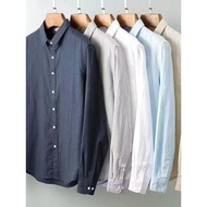 Spring Summer Japanese Thin Short-Sleeved Linen Shirt Men Casual Loose Cotton Linen Long-Sleeved Shi