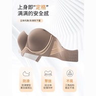 聚拢无肩带上托光面大胸显小薄款无痕漫画胸防滑内衣抹胸抹胸Gather up the shoulder-less belt to support the smooth surface, large ch