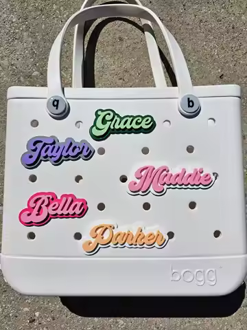 Customizable Retro Style Font Name Plate Bag Charm - Personalized Bag Charm - Name Tag - Bag Charm -