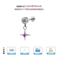 Titanium Alloy Star Crossed Pendant Stud Earrings Piercing Allergy Free Implant Grade Four Pointed S