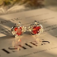 Love and Deepspace/Caleb/Love and Deep Space Summer Red Zircon Apple and Begonia Flower Earrings Gif