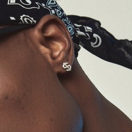 1pc Men's Shiny Dollar Sign Cross Stud Earring, Micro-Inlaid Zirconia Hip Hop Versatile Earring