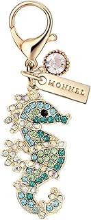 MC442 Crystal Little Seahorse Lobster Clasp Charm for Women with Velvet Bag (Green,1 Piece), approx.