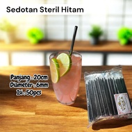 6mm Black Sterile Coffee Straws Hygienic Solo Tea Juice Drink Contents 50Pcs 6mm x 20cm Eco-Friendly