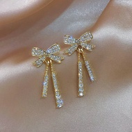 S925 Silver Needle Gold Diamond Bow Tie Earrings for Women's Super Sparkling Fashion Earwear Accessories