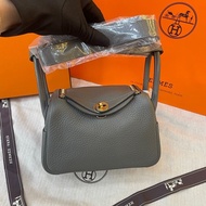 Hermes 愛馬仕mini Lindy 積雨雲灰金扣积