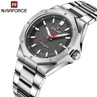 Naviforce นาฬิกาสปอร์ตสำหรับผู้ชาย, นาฬิกาข้อมือควอตซ์สแตนเลสกันน้ำนาฬิกาลำลอง
